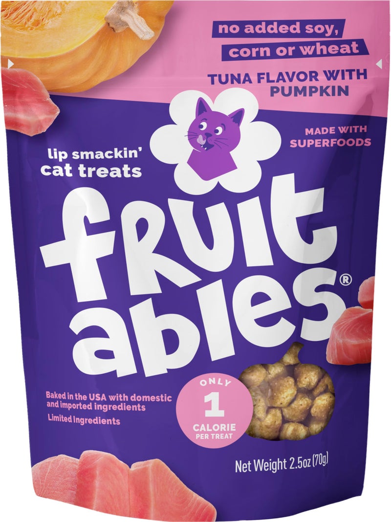 Fruitables Cat Treats, Healthy Treats For Cats, Low Calorie and Packed with Protein, Crunchy Biscuits, No Wheat, Corn or Soy, Made with Real Tuna and Pumpkin, 2.5oz - Image 1