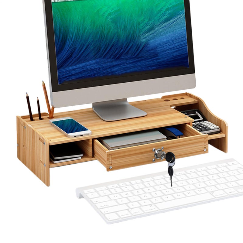 Wooden Monitor Stand Riser Ergonomic Desktop Riser For Computer Laptop Printer Stable Sturdy Base - Image 2