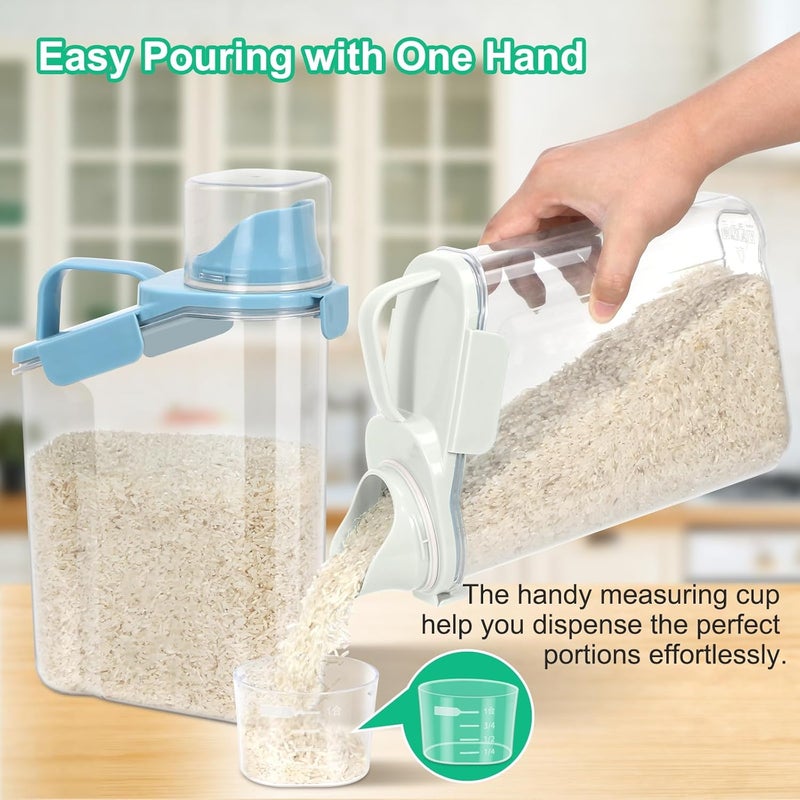 TBMax 2 Pack Rice Container Cereal Storage Container 3.2 Quarts, Kitchen Pantry Dry Food Storage Holder with Easy-Pouring Spout & Handy Cup, Small Pet Dog Cat Food Dispenser for Daily Feeding - Image 3