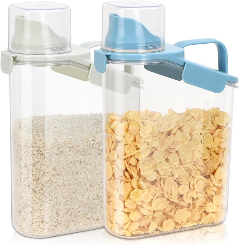 TBMax 2 Pack Rice Container Cereal Storage Container 3.2 Quarts, Kitchen Pantry Dry Food Storage Holder with Easy-Pouring Spout & Handy Cup, Small Pet Dog Cat Food Dispenser for Daily Feeding - Image 1