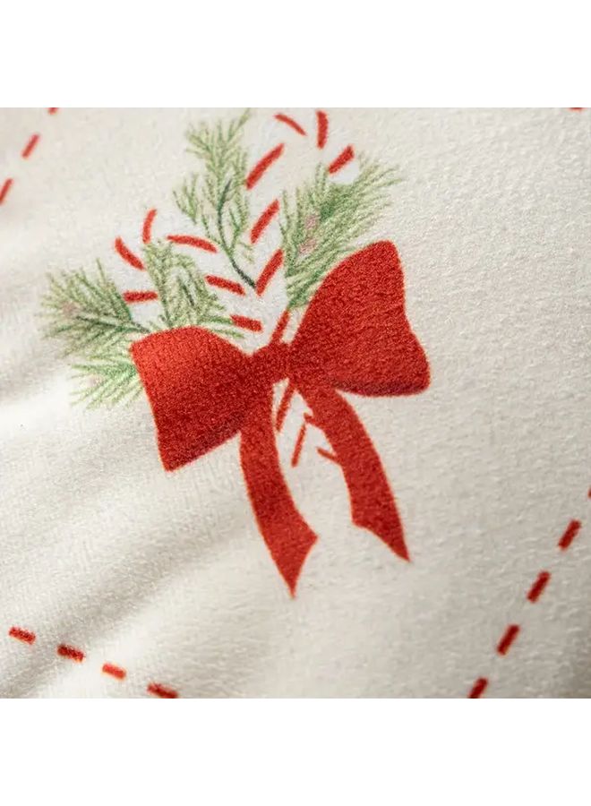 Christmas Embroidery Pillow Cover Beige 19 69x11 81 Inch Santa Hat Tree Print - Image 5