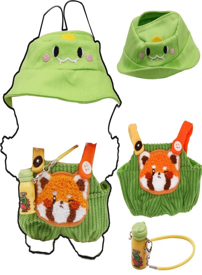 ZTWEDEN Doll Clothes Outfit for 17cm Dolls with Hat, Overalls & Water Bottle - Stylish, Easy Dress, Gift Giving for Collectors, Bag Accessories Pendant Doll Clothes (Green) - Image 1