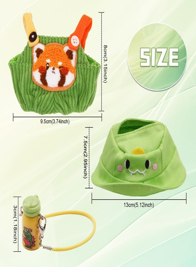 ZTWEDEN Doll Clothes Outfit for 17cm Dolls with Hat, Overalls & Water Bottle - Stylish, Easy Dress, Gift Giving for Collectors, Bag Accessories Pendant Doll Clothes (Green) - Image 3