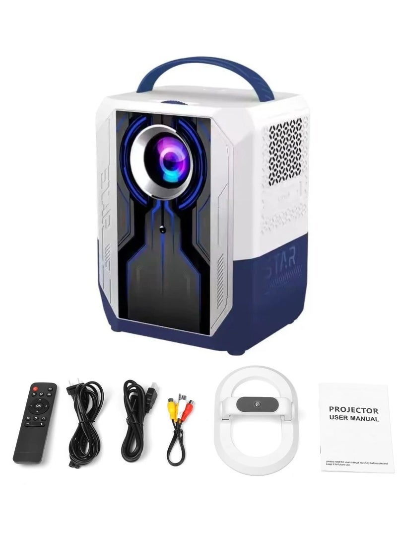 Smart Projector 4K Support Native 1080P Auto Keystone WiFi 2.4G/5G Bluetooth Portable Mini Projector 200 Inch Display 180° Adjustable Stand 2GB RAM 64GB Storage Home Outdoor Compatible HDMI USB TV Stick Gaming - Image 1