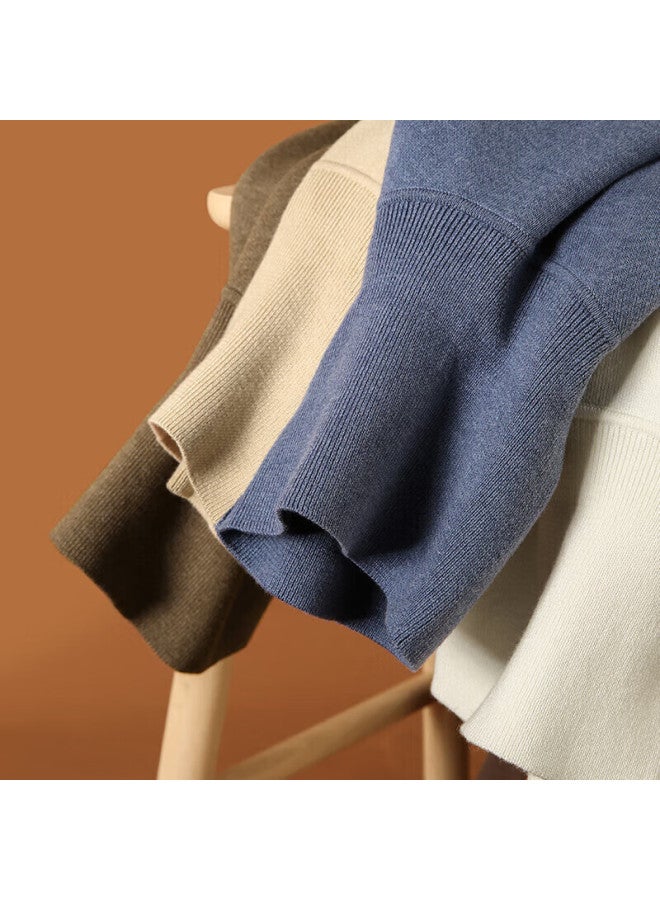 Markless Men's Autumn Winter Warm Turtleneck Knit Sweater Casual Pullover Base Shirt 1713 Haze Blue L - Image 1