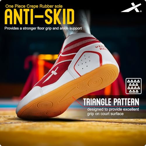 Vector X Razor-2.0 Kabaddi Shoes for Mens, Boys & Girls/Sports and Athletic Footwear with Synthetic Leather with Breathable Mesh Upper/Crepe Rubber Sole (Red-White, Size-5) - Image 5