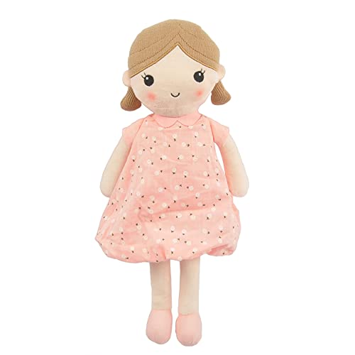 Linzy Toys Soft Plush Light Pink Blue Emily Rag Doll for Girl 15 My First Rag Doll Muecas de Trapo para Nia Embroidered Face Safe for All Ages 89835 - Image 1