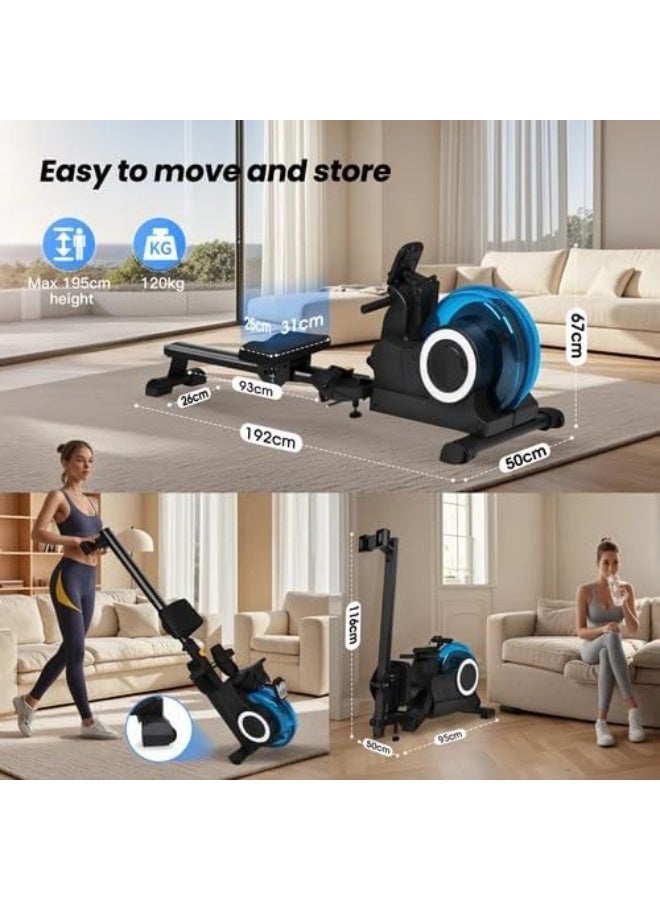 ALCOACH Adjustable Magnetic Rowing Machine Rower with LCD Digital Monitor Wheels - Image 4