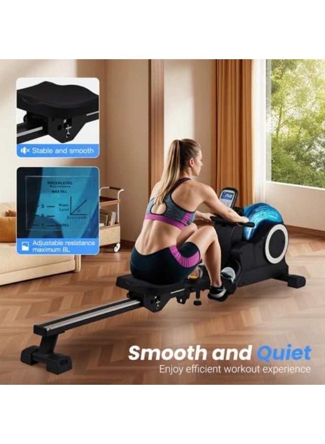 ALCOACH Adjustable Magnetic Rowing Machine Rower with LCD Digital Monitor Wheels - Image 2