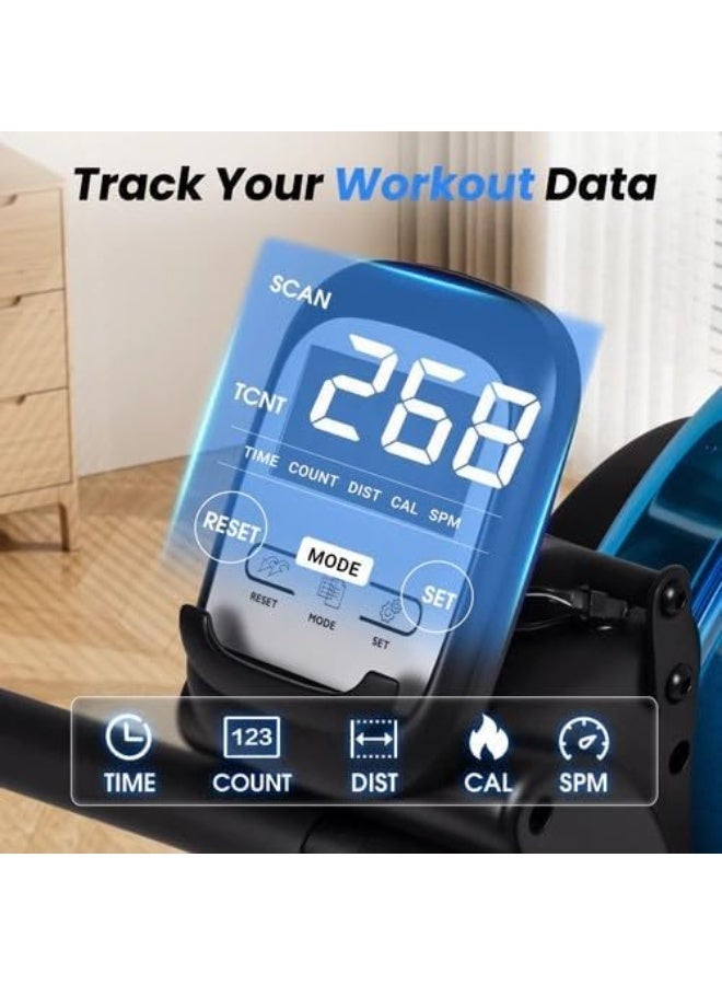 ALCOACH Adjustable Magnetic Rowing Machine Rower with LCD Digital Monitor Wheels - Image 3