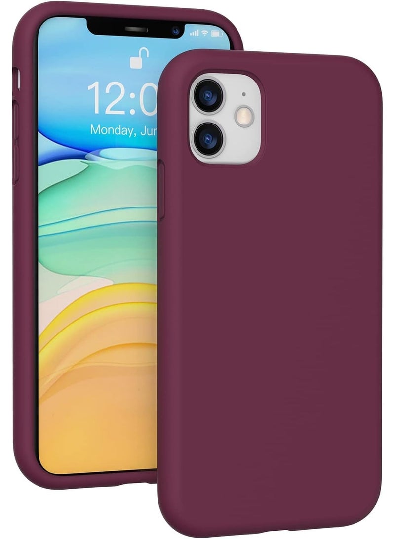 أكاليكس جراب سيليكون سائل فاخر لهاتف iPhone 12 و iPhone 12 Pro، تصميم نحيف، ملمس ناعم مع بطانة من الألياف الدقيقة وحماية معززة للكاميرا - متين ومقاوم لبصمات الأصابع | عنابي - Image 1