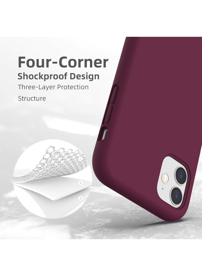 أكاليكس جراب سيليكون سائل فاخر لهاتف iPhone 12 و iPhone 12 Pro، تصميم نحيف، ملمس ناعم مع بطانة من الألياف الدقيقة وحماية معززة للكاميرا - متين ومقاوم لبصمات الأصابع | عنابي - Image 4