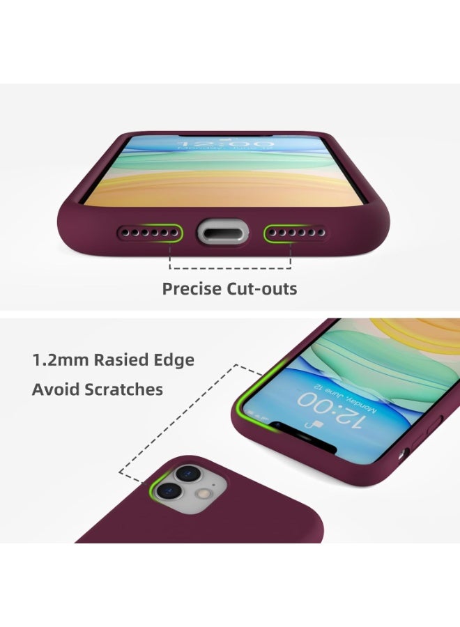 أكاليكس جراب سيليكون سائل فاخر لهاتف iPhone 12 و iPhone 12 Pro، تصميم نحيف، ملمس ناعم مع بطانة من الألياف الدقيقة وحماية معززة للكاميرا - متين ومقاوم لبصمات الأصابع | عنابي - Image 2