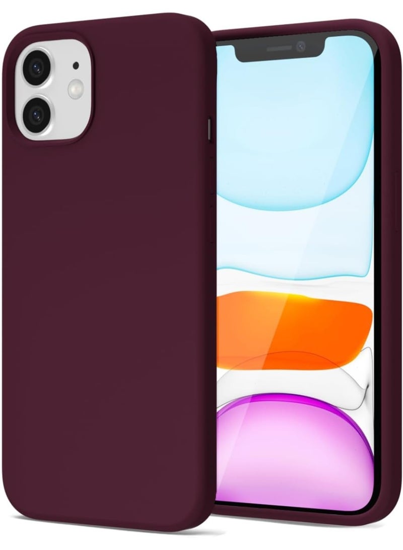 أكاليكس جراب سيليكون سائل فاخر لهاتف iPhone 12 و iPhone 12 Pro، تصميم نحيف، ملمس ناعم مع بطانة من الألياف الدقيقة وحماية معززة للكاميرا - متين ومقاوم لبصمات الأصابع | عنابي - Image 1