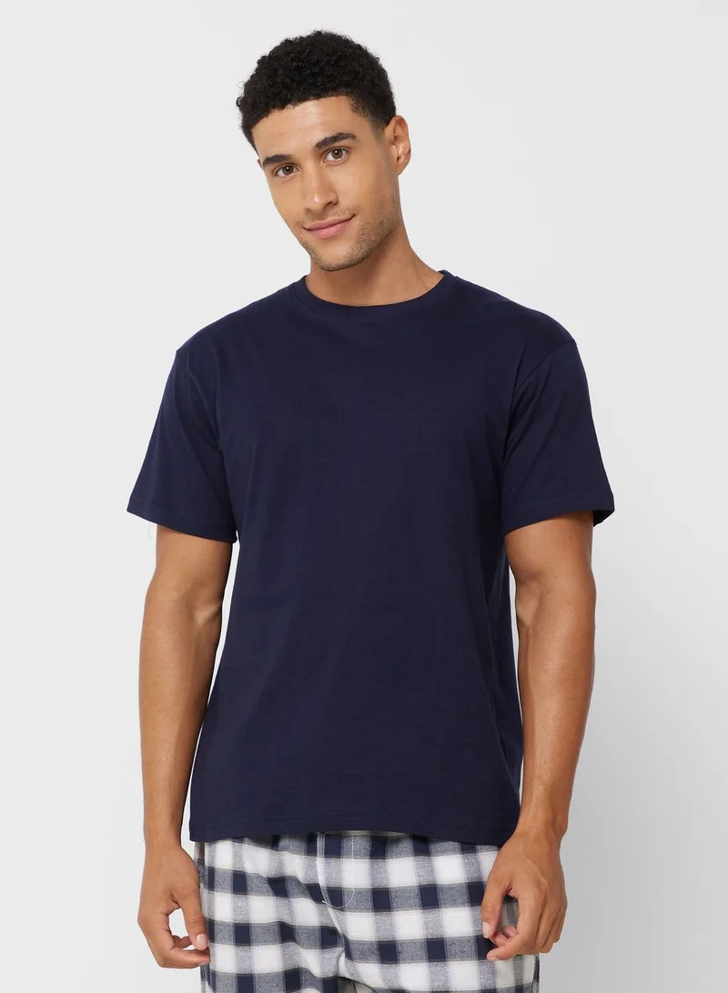 Seventy Five Men'S Foxbury Jersey Short Sleeve T-Shirt & Woven Check Pants
