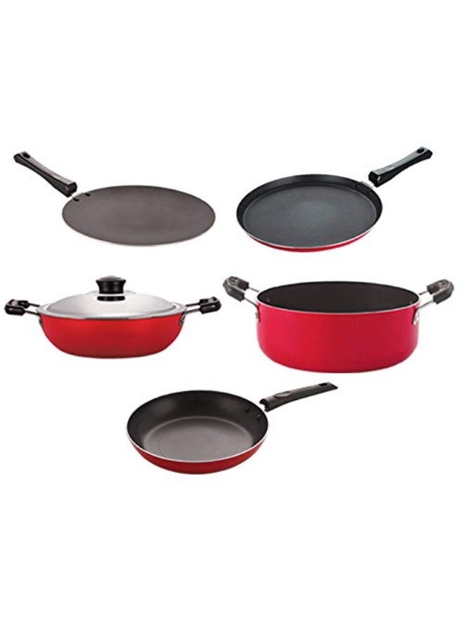 Nirlon Non-Toxic Oil Free Aluminium Non-Stick Cookware Essential Combo Set of 5 Pieces with Bakelite Handle - Image 1