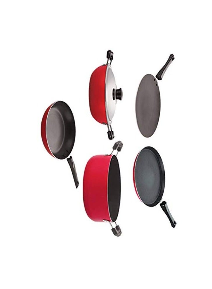 Nirlon Non-Toxic Oil Free Aluminium Non-Stick Cookware Essential Combo Set of 5 Pieces with Bakelite Handle - Image 2