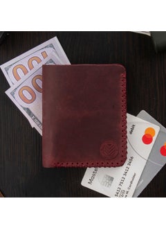 Vagave Khaki Leather Handmade Premium Wallet Card Holder Men's Wallet Red  - Image 3
