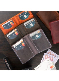 Vagave Khaki Leather Handmade Premium Wallet Card Holder Men's Wallet Red  - Image 2