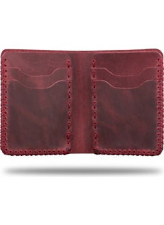 Vagave Khaki Leather Handmade Premium Wallet Card Holder Men's Wallet Red  - Image 4