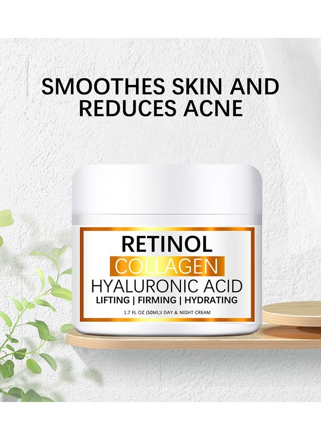 Retinol Collagen Cream for Face, Anti-Aging Moisturizer with Hyaluronic Acid & Vitamin E, Collagen Cream for Wrinkles & Dark Spots, Night Cream for Youthful Skin - Image 2