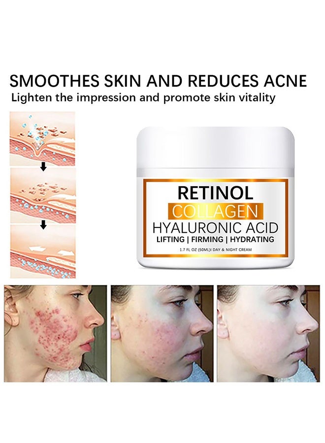 Retinol Collagen Cream for Face, Anti-Aging Moisturizer with Hyaluronic Acid & Vitamin E, Collagen Cream for Wrinkles & Dark Spots, Night Cream for Youthful Skin - Image 4