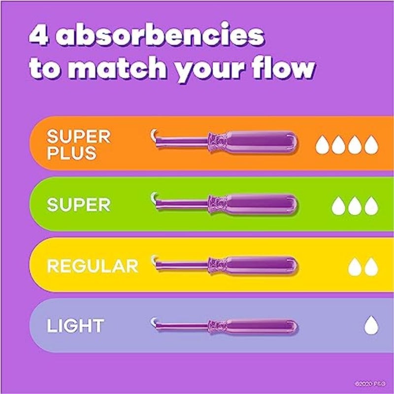 Tampax Radiant Tampons Super Absorbency with BPA-Free Plastic Applicator and LeakGuard Braid, Unscented, 42 Count - Image 2