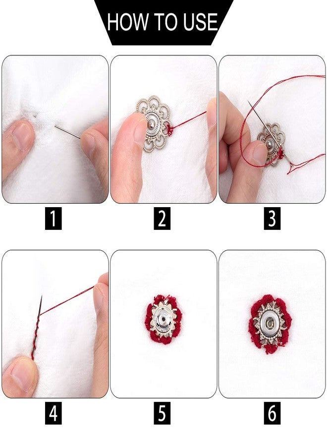 NBEADS 24 Sets Alloy Flower Snap Buttons, 3 Assorted Colors Vintage Metal Sew On Press Snap Button Fasteners 20mm (3/4 inch) - Image 5