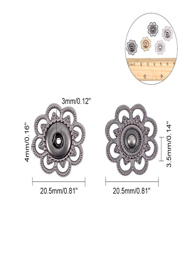NBEADS 24 Sets Alloy Flower Snap Buttons, 3 Assorted Colors Vintage Metal Sew On Press Snap Button Fasteners 20mm (3/4 inch) - Image 2
