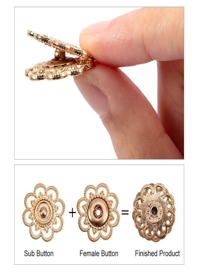 NBEADS 24 Sets Alloy Flower Snap Buttons, 3 Assorted Colors Vintage Metal Sew On Press Snap Button Fasteners 20mm (3/4 inch) - Image 4