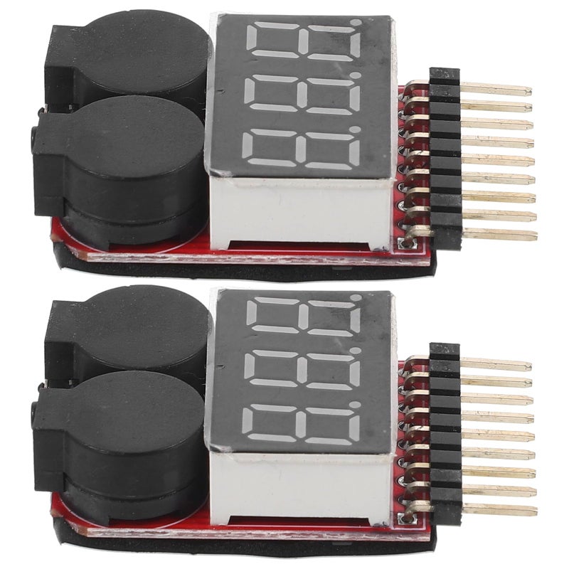 2Pcs RC Lipo Battery Voltage Tester with Low Voltage Buzzer Alarm LED Indicator Monitor - Image 2