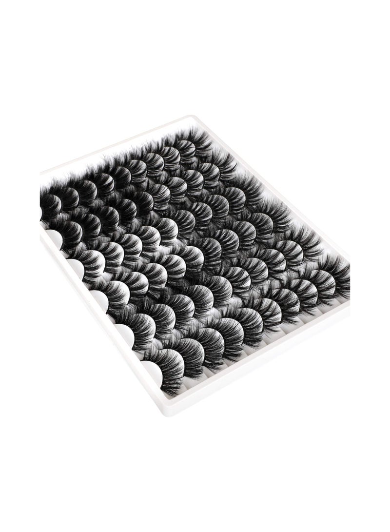 KASTWAVE KASTWAVE 30 Pairs False Eyelashes 30MM Mink Lashes 6 Styles Dramatic Look 8D Fluffy Long Fake Eyelashes Wispy 30MM False Lashes Strip Mixed Reusable Eye Lashes Pack - Image 3