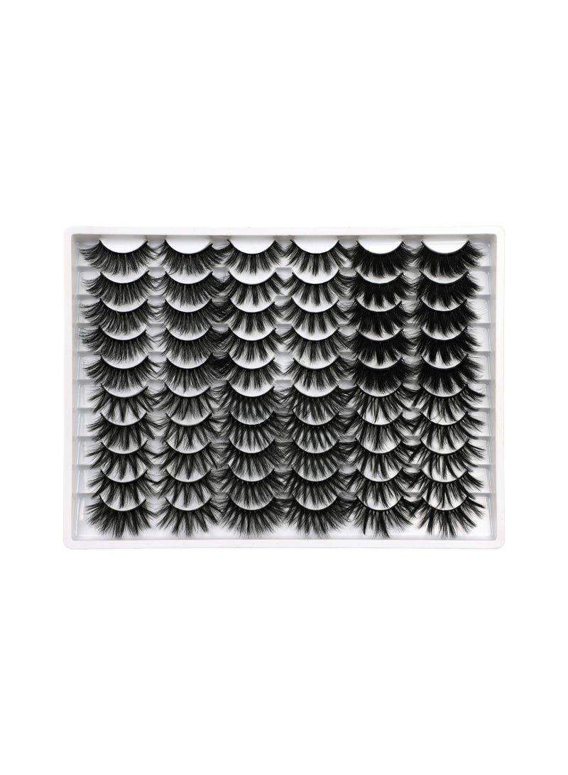 KASTWAVE KASTWAVE 30 Pairs False Eyelashes 30MM Mink Lashes 6 Styles Dramatic Look 8D Fluffy Long Fake Eyelashes Wispy 30MM False Lashes Strip Mixed Reusable Eye Lashes Pack - Image 2