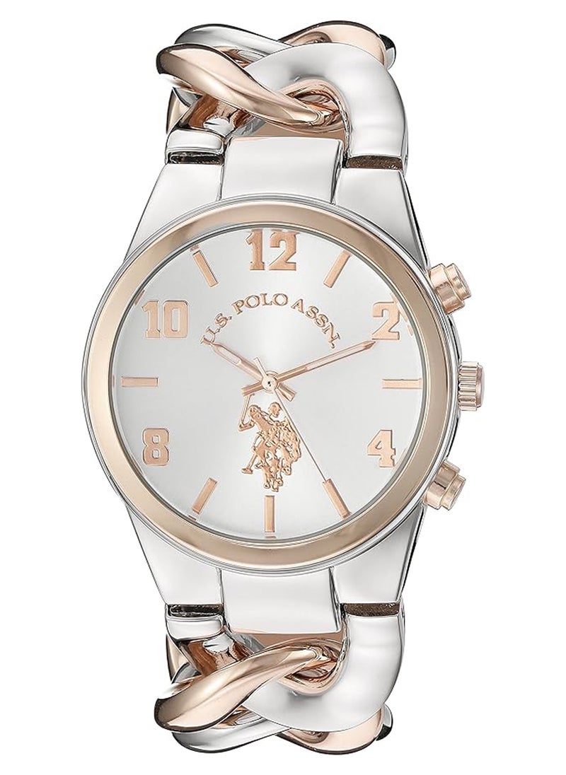 U.S. Polo Assn. U.S. POLO ASSN. Women's Quartz Watch, Analog Display and Silver & Rose gold Plated Strap USC40176  - Image 1