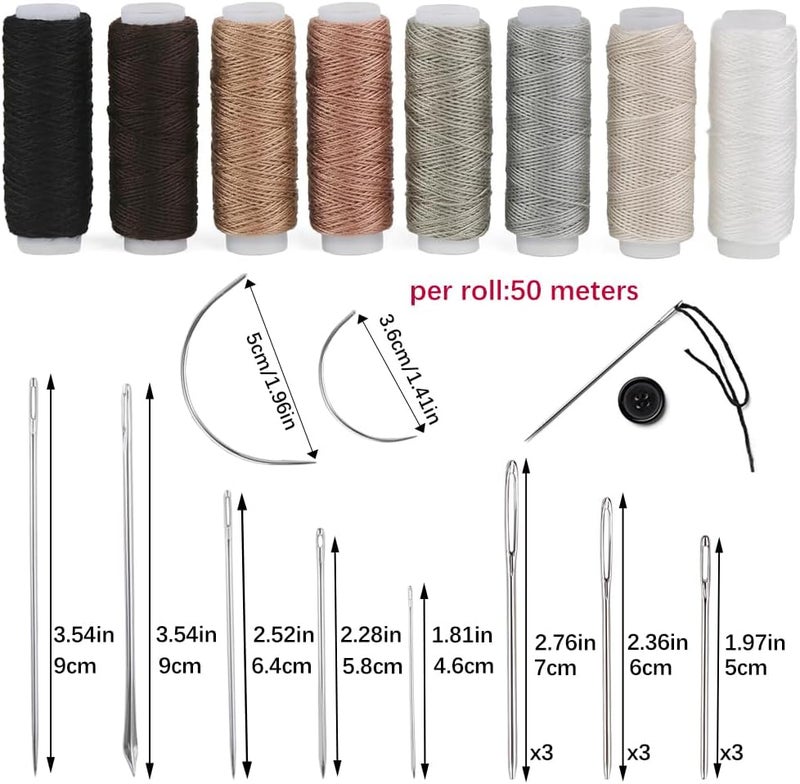 BAGERLA Upholstery Repair Sewing Kit Heavy Duty Sewing Kit with Awl Tools, Seam Ripper, Hand Stitching Needles, Upholstery Thread, Leather Craft Tool for Shoes Sofa Tent Carpet Craft DIY - Image 2