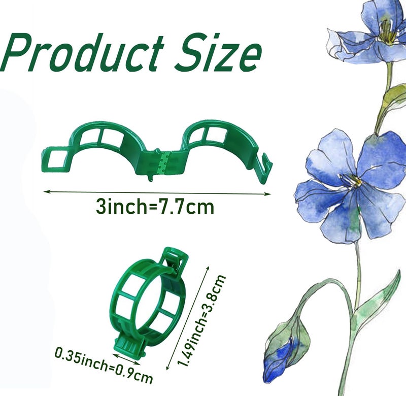 7Queen Plant Support Clips - Tomato Clips for String Trellis, 100pcs Grape Vine Clips for Garden Netting Climbing Plants, Secured Plastic Plant Clip for Fixing Stem and Vine (100, Green) - Image 2