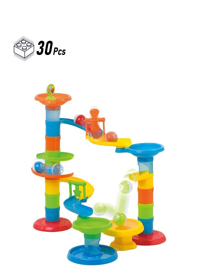 Happy Kids Little Learner Roll 'n Pop Tower - 30-piece Ball Rolling Set For Toddlers, 21”/54cm Height  - Image 1