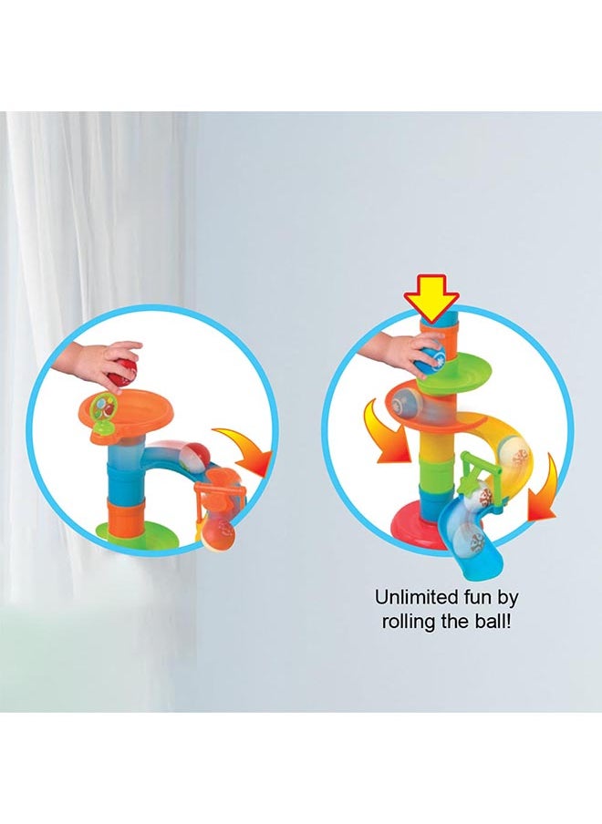 Happy Kids Little Learner Roll 'n Pop Tower - 30-piece Ball Rolling Set For Toddlers, 21”/54cm Height  - Image 2