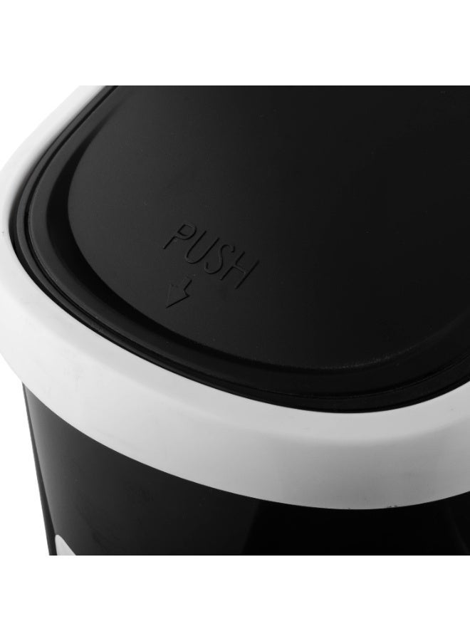 هيرفين سلة مهملات بغطاء متأرجح (Push) – تصميم عصري باللون الأسود والأبيض – بلاستيك متين للاستخدام المنزلي والمكتبي - Image 3