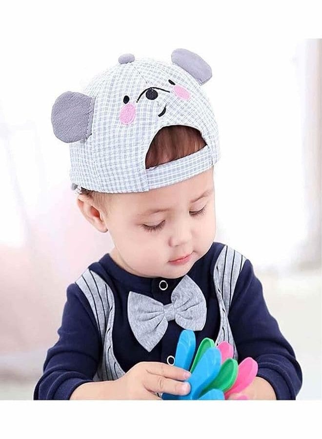 Zeki Check Cap Animal Embroidery Kid's Striped Baseball Cap Grey- White (12-18 Months) (Pack of 1) - Image 3