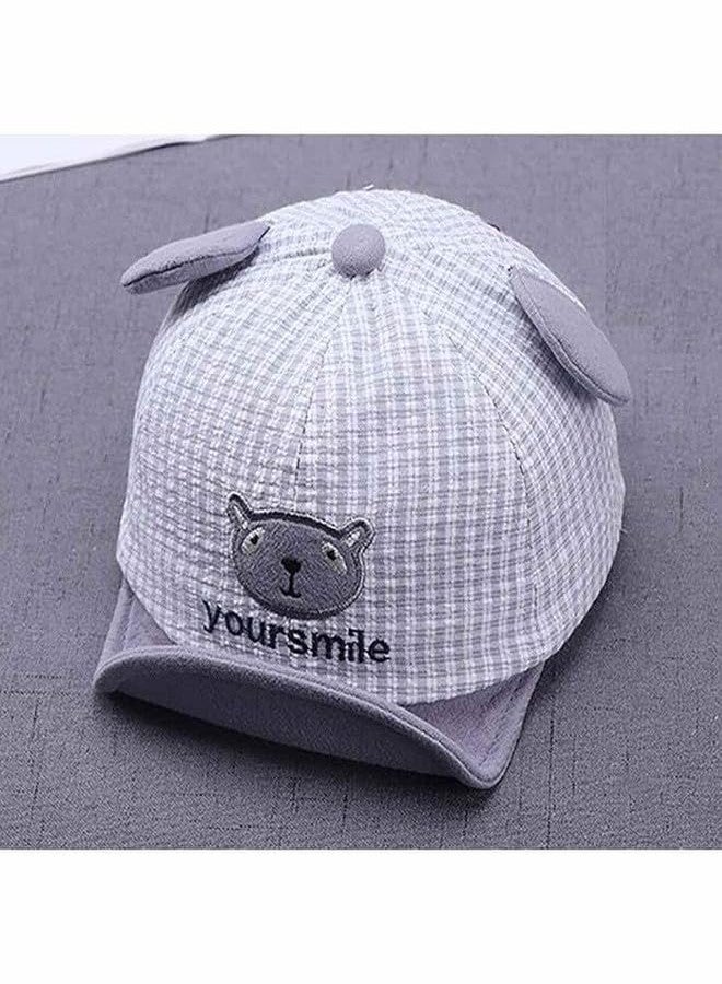 Zeki Check Cap Animal Embroidery Kid's Striped Baseball Cap Grey- White (12-18 Months) (Pack of 1) - Image 2