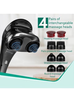 AGARO AGARO Regent Handheld Double Head Massager, 4 Massage Heads, 4 Modes, For Pain Relief and Relaxation, Neck, Back, Shoulder, Leg, Foot, Full Body Massager, Black  - Image 2