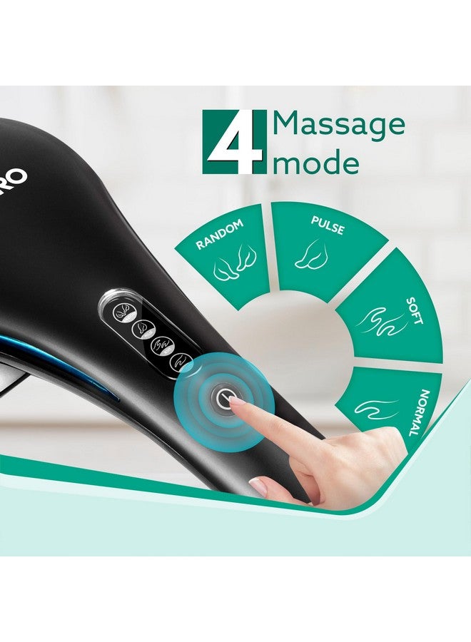 أغارو جهاز تدليك يدوي مزدوج الرأس من AGARO Regent، 4 رؤوس تدليك، 4 أوضاع، لتخفيف الألم والاسترخاء، للرقبة والظهر والكتف والساق والقدم وجهاز تدليك كامل الجسم، أسود - Image 4