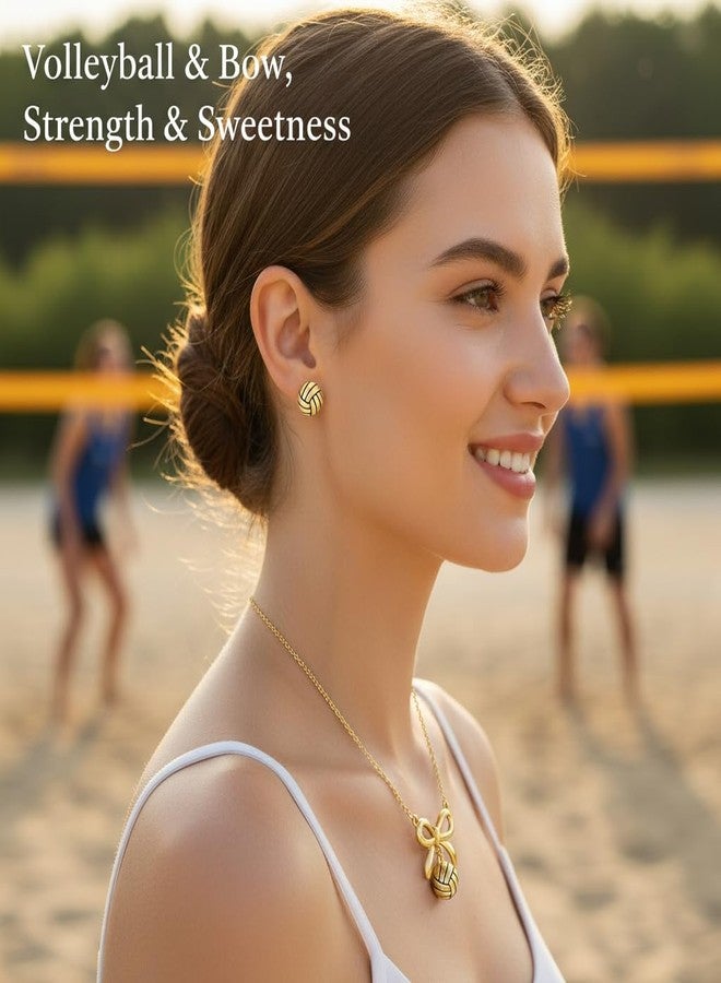 TheClover Volleyball Necklace Earrings Set - Volleyball Earrings for Women, Inspirational Sports Jewelry, Volleyballs Gifts for Players, Coaches, Valentine's Day, Birthday, and Game Day - Image 2
