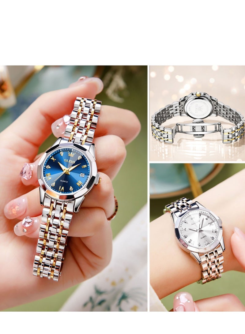 OLEVS Top Brand Women's Watches Elegant Rhombus Mirror Original Quartz Ladies Wristwatch Stainless Steel Waterproof Luminous New - Image 4