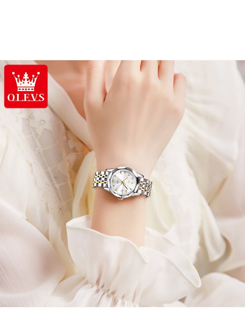 OLEVS Top Brand Women's Watches Elegant Rhombus Mirror Original Quartz Ladies Wristwatch Stainless Steel Waterproof Luminous New - Image 3