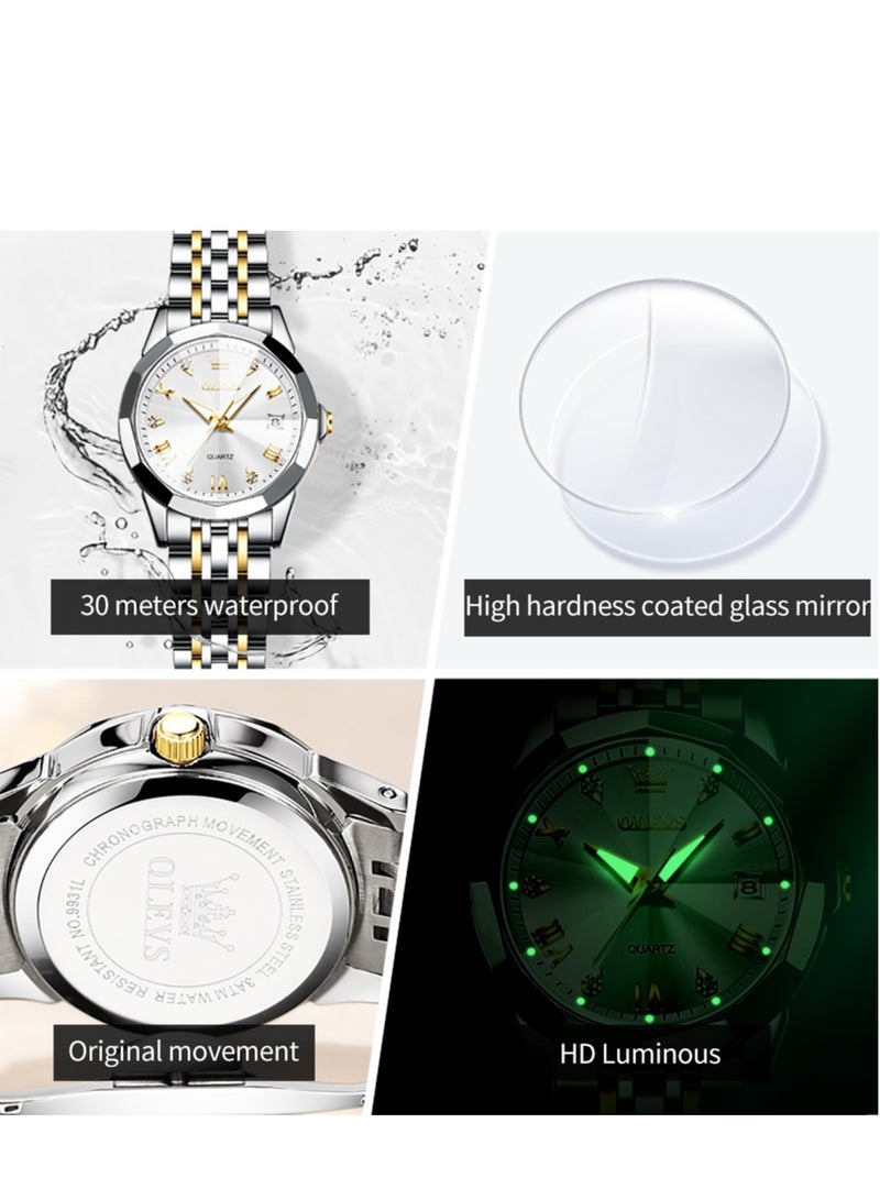 OLEVS Top Brand Women's Watches Elegant Rhombus Mirror Original Quartz Ladies Wristwatch Stainless Steel Waterproof Luminous New - Image 5
