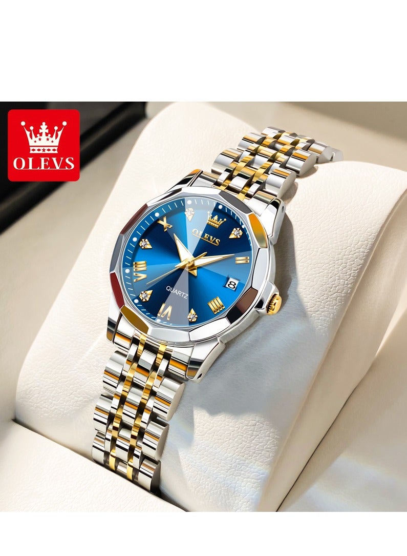 OLEVS Top Brand Women's Watches Elegant Rhombus Mirror Original Quartz Ladies Wristwatch Stainless Steel Waterproof Luminous New - Image 2