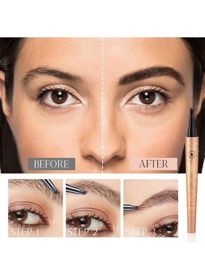 Generic Generic 2024 New Magic Eyebrow Pencil, 3D Waterproof Microblading Eyebrow Pencil Contouring Pen 4 Fork Tip, Natural Fine Stroke Microblading Eyebrow Pencil (2PCS, Dark Brown)  - Image 4