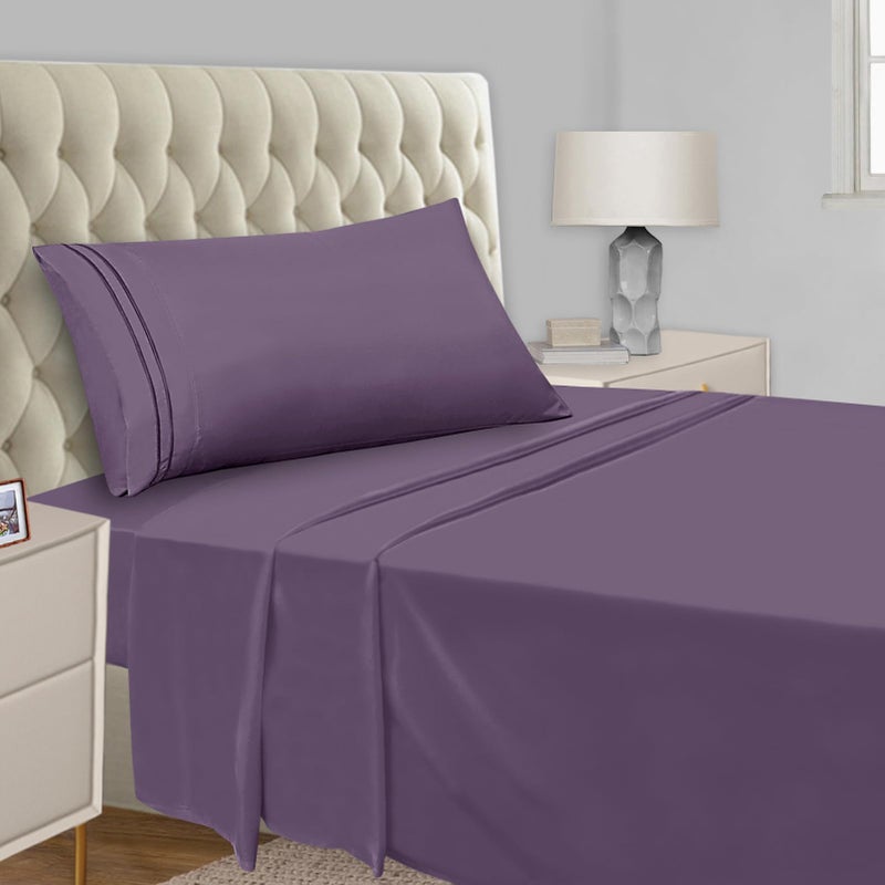 Mejoroom Twin Sheet Set  Hotel Collection Twin Sheets  Bedding Sheets  Pillowcases with Deep Pocket Fitted Sheet Breathable Wrinkle  Fade Resistant  3 PiecePurple